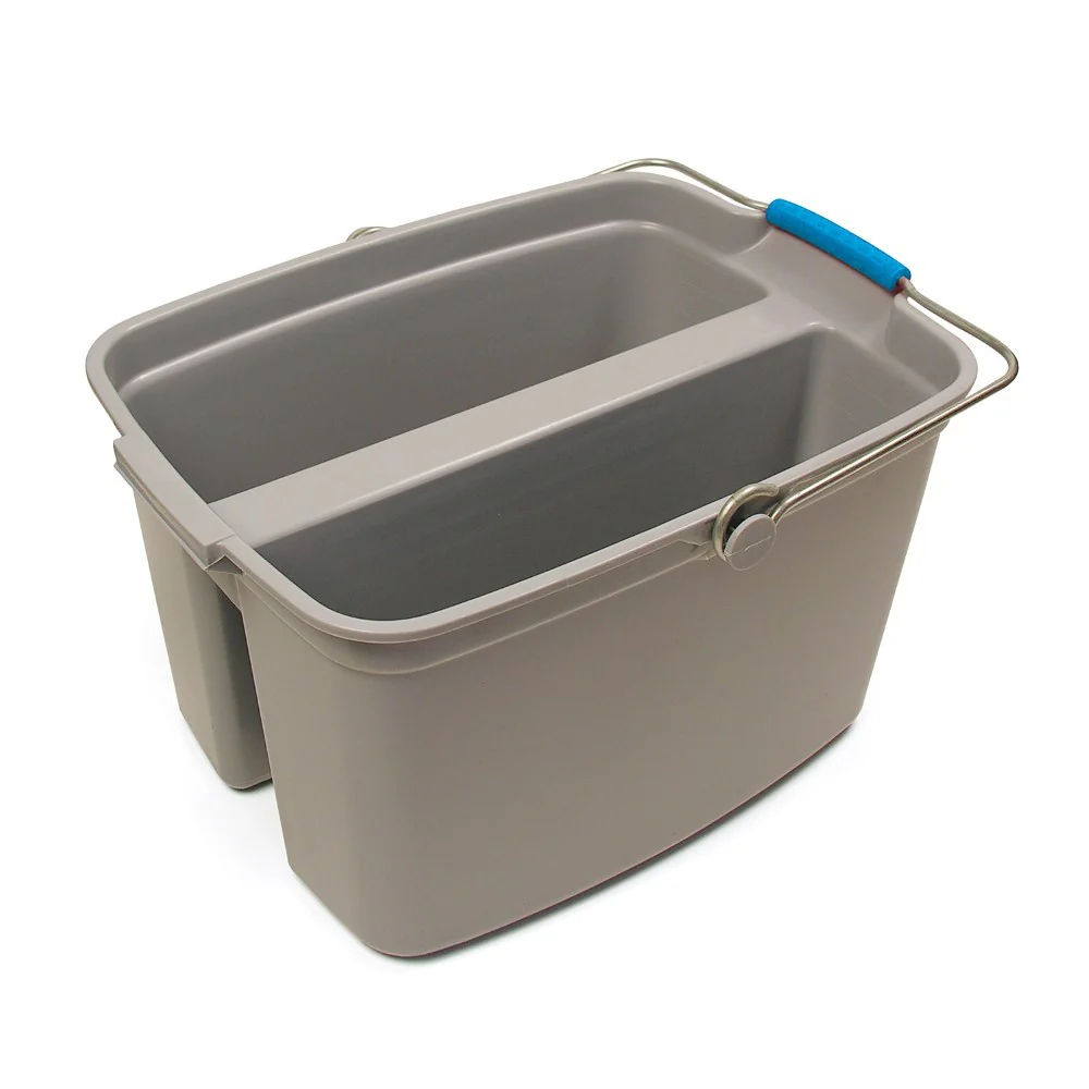 19 Quart Gray Plastic Divided Pail / Bucket - Victorias Cleaning and Janitor